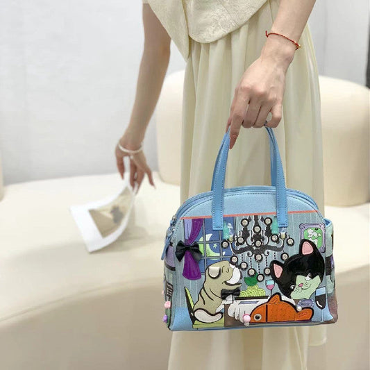 Chh Chrome Heart Leather Bag Fashion Cartoon Print