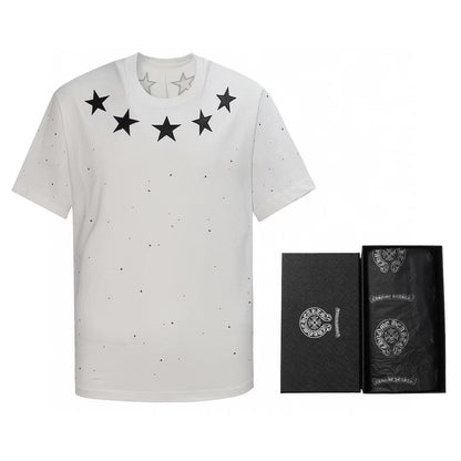 Chh Chrome Hearts T Shirts  Star Hot Diamond Short-sleeved T-shirt