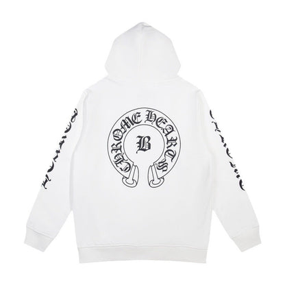 CHH Chrome Heart Hoodie Crowe Horseshoe Burning Cross Print Long Sleeve Sweater