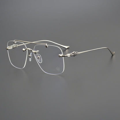 CHH Chrome Hearts Glasses Fashion Double Beam Frameless Myopia Glasses Frame