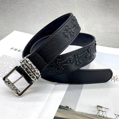 Chh Chrome Heart Belt Colored Cross Flower Lychee Pattern
