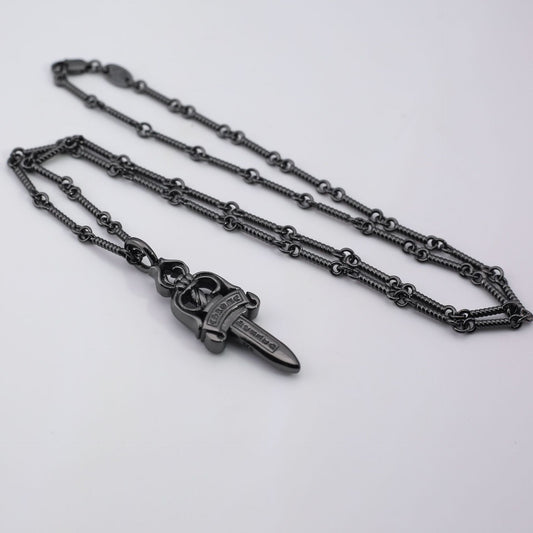 Chrome Hearts Retro Black Big Sword Diamond Necklace