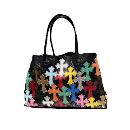Chh Chrome Heart Leather Bag Cross Colored Shopping Bag