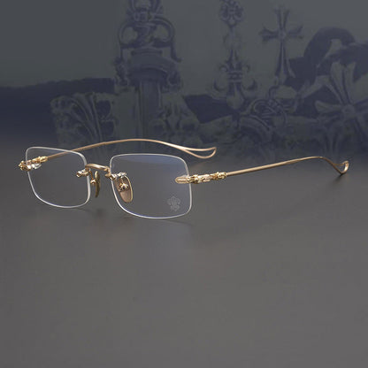 CHH Chrome Hearts Glasses Square Frameless Pure Titanium Ultra Light Myopia Glasses Frame