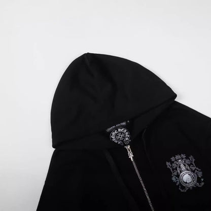 CHH Chrome Heart Hoodie Sanskrit embroidered hooded zip-up sweater