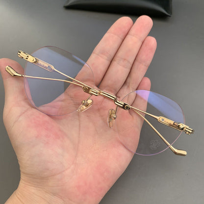 CHH Chrome Hearts Glasses Frameless Perforated Round Vintage Myopia Glasses Frame