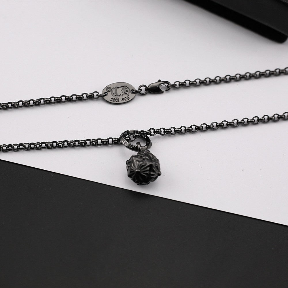 Chrome Hearts retro black cross flower meteor hammer pendant