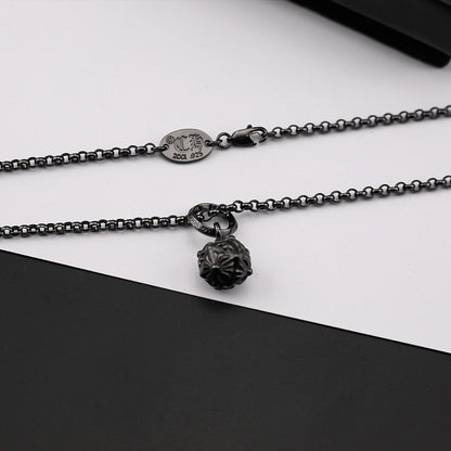 Chrome Hearts retro black cross flower meteor hammer pendant