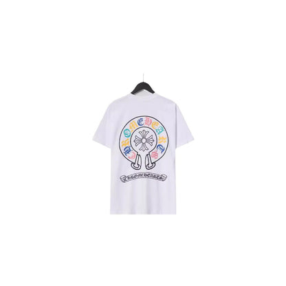 CHH Chrome Heart T Shirts Croix Cross Color Leather Printed Short Sleeve T-Shirt