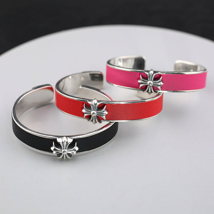 Chrome Hearts Cross Flower Stingray Crest Open Bracelet