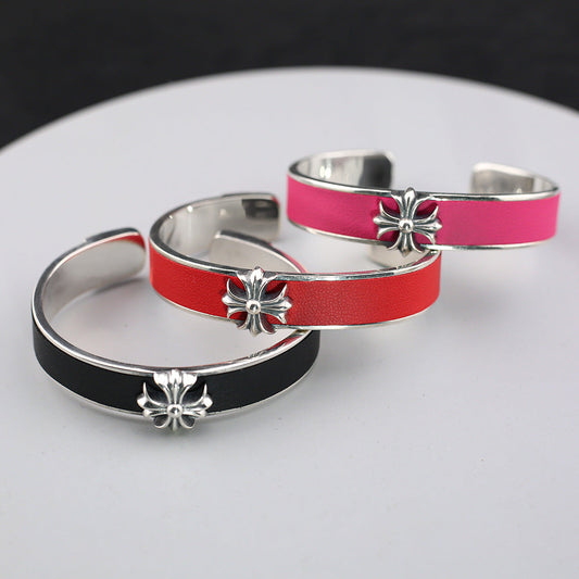 Chrome Hearts Cross Flower Stingray Crest Open Bracelet