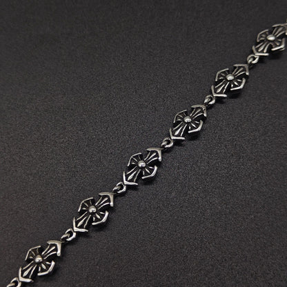 Chrome Hearts cross Silver Daisy retro bracelet