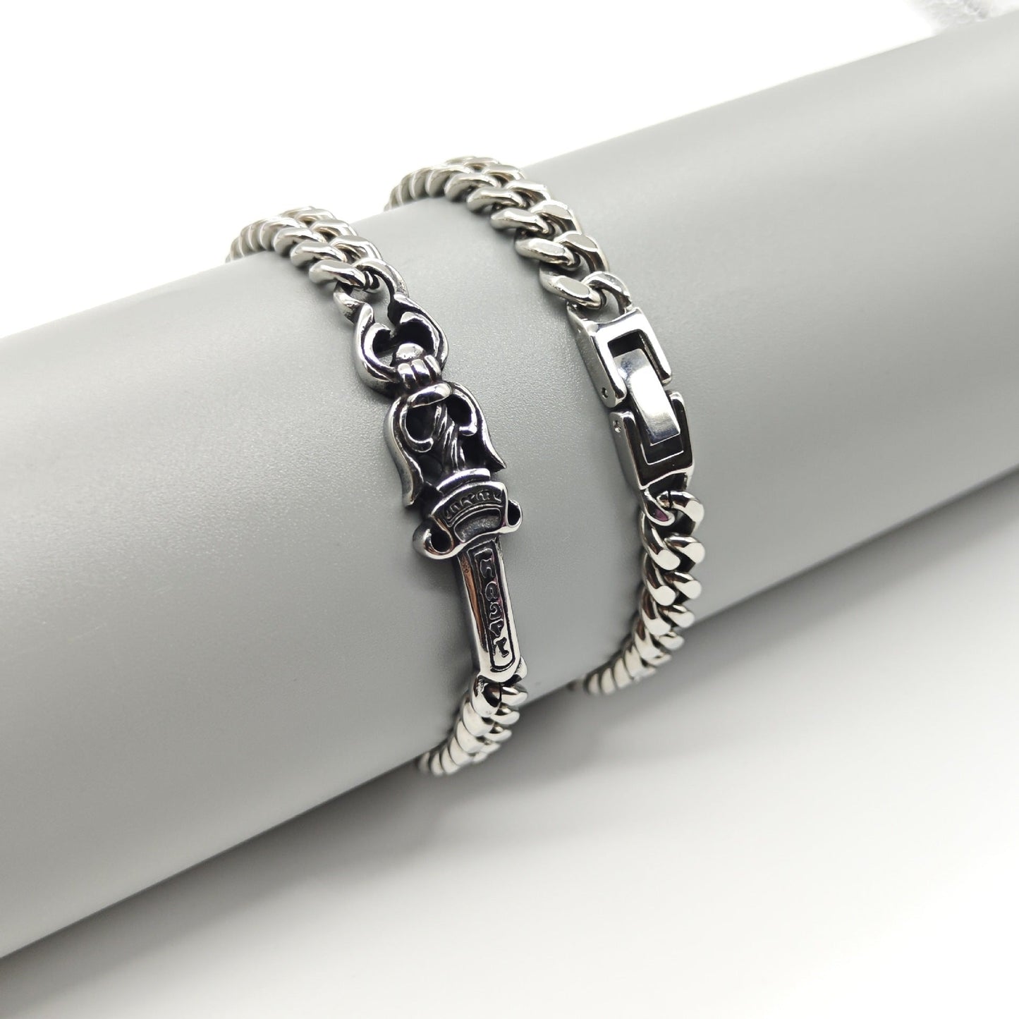 Chrome Hearts dagger ID Cuban link bracelet