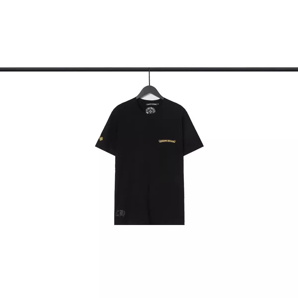 CHH Chrome Heart T Shirts Sanskrit Large Logo Cross Print Short Sleeve T-Shirt