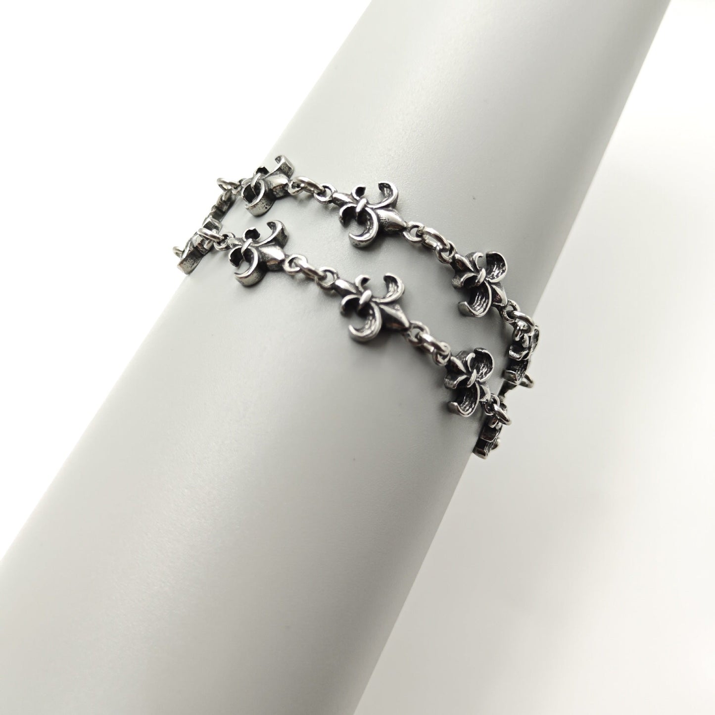 Chrome Hearts retro silver-toned fleur-de-lis link bracelet