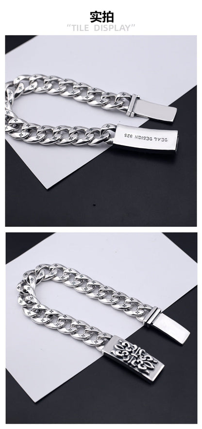 Chrome Hearts distressed butterfly flower cross bracelet