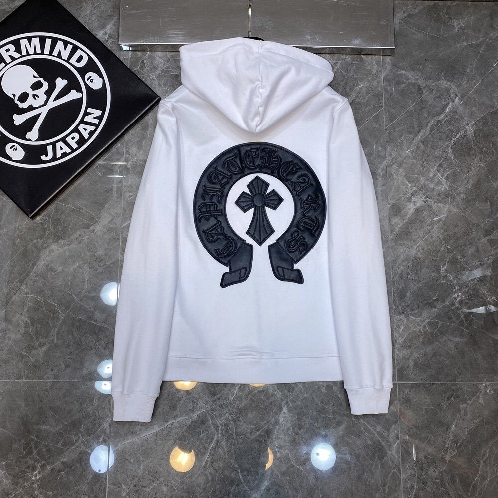 CHH Chrome Heart Hoodie Crowe cotton terry zip-up cardigan hooded sweater