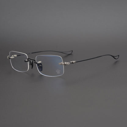 CHH Chrome Hearts Glasses Square Frameless Pure Titanium Ultra Light Myopia Glasses Frame