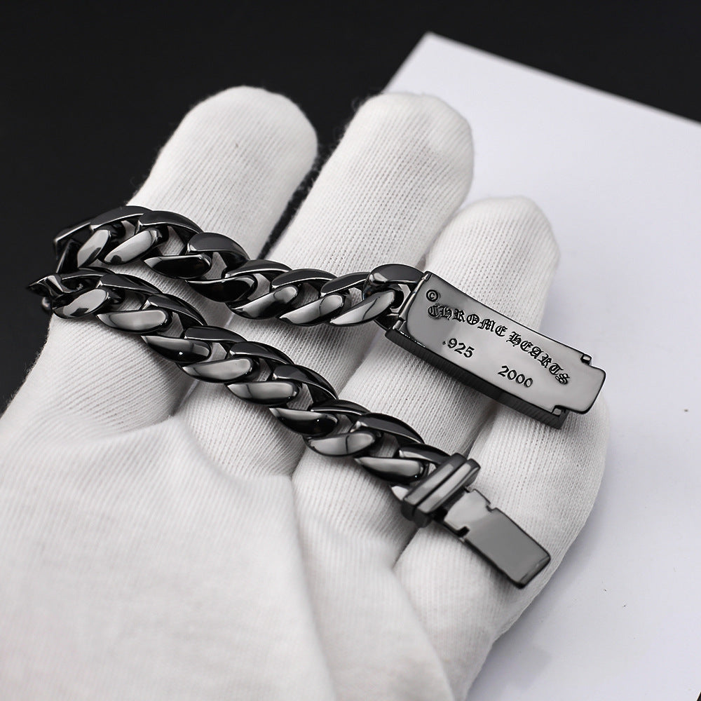 Chrome Hearts black full diamond holy Dagger ID Bracelet