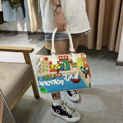 Chh Chrome Heart Leather Bag Embroidered Cartoon Shoulder Bag Crossbody Bag