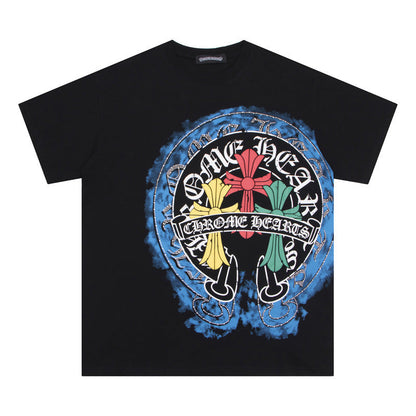 CHH Chrome Heart T Shirts Crowe Cross Horseshoe Hot Diamond T-Shirt Short Sleeve