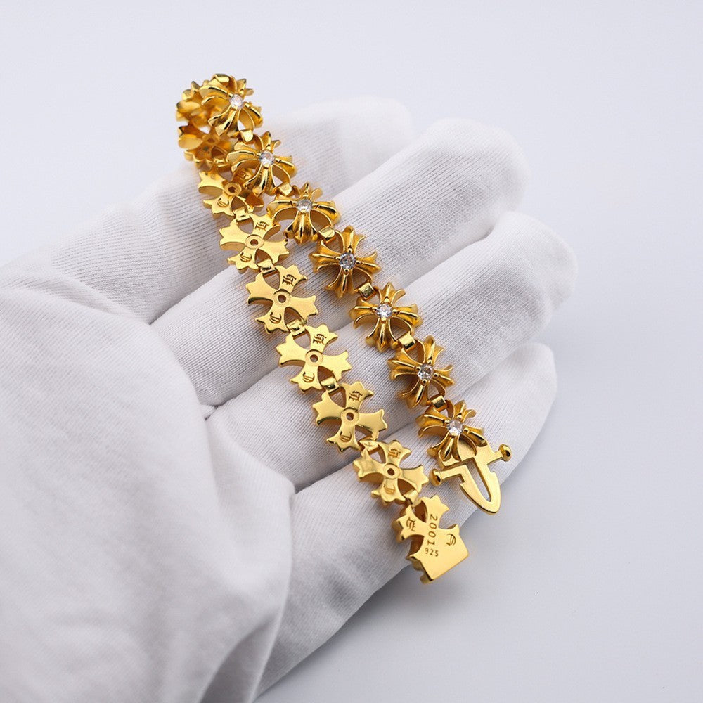 Chrome Hearts antique distressed diamond cross bracelet