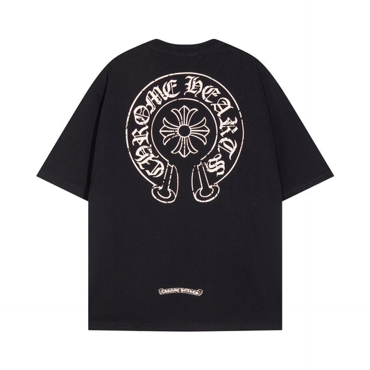 CHH Chrome Heart T Shirts Horseshoe Cross Print Short Sleeve T-Shirt