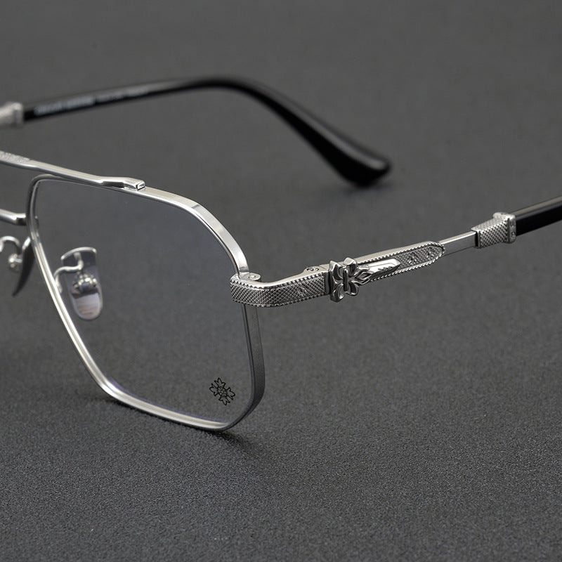 CHH Chrome Hearts Glasses Pure Titanium Double Beam Polygonal Myopia Glasses Frame & Sunglasses