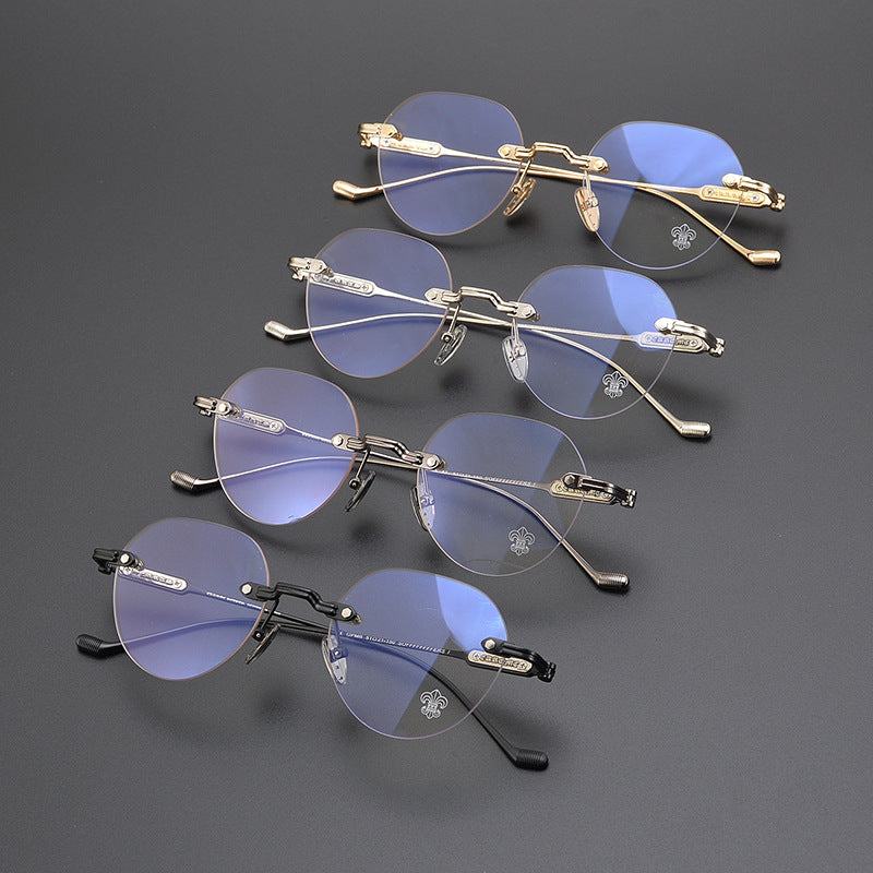 CHH Chrome Hearts Glasses Frameless Pure Titanium Glasses Frame Personalized Business