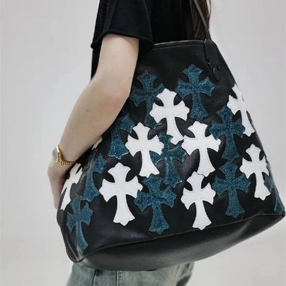 Chh Chrome Heart Leather Bag White Cross Leather