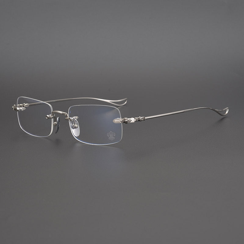 CHH Chrome Hearts Glasses Square Frameless Pure Titanium Ultra Light Myopia Glasses Frame
