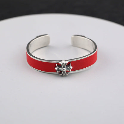 Chrome Hearts Cross Flower Stingray Crest Open Bracelet