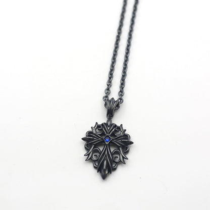 Chrome Hearts black bloody mary cross cool blue zircon necklace
