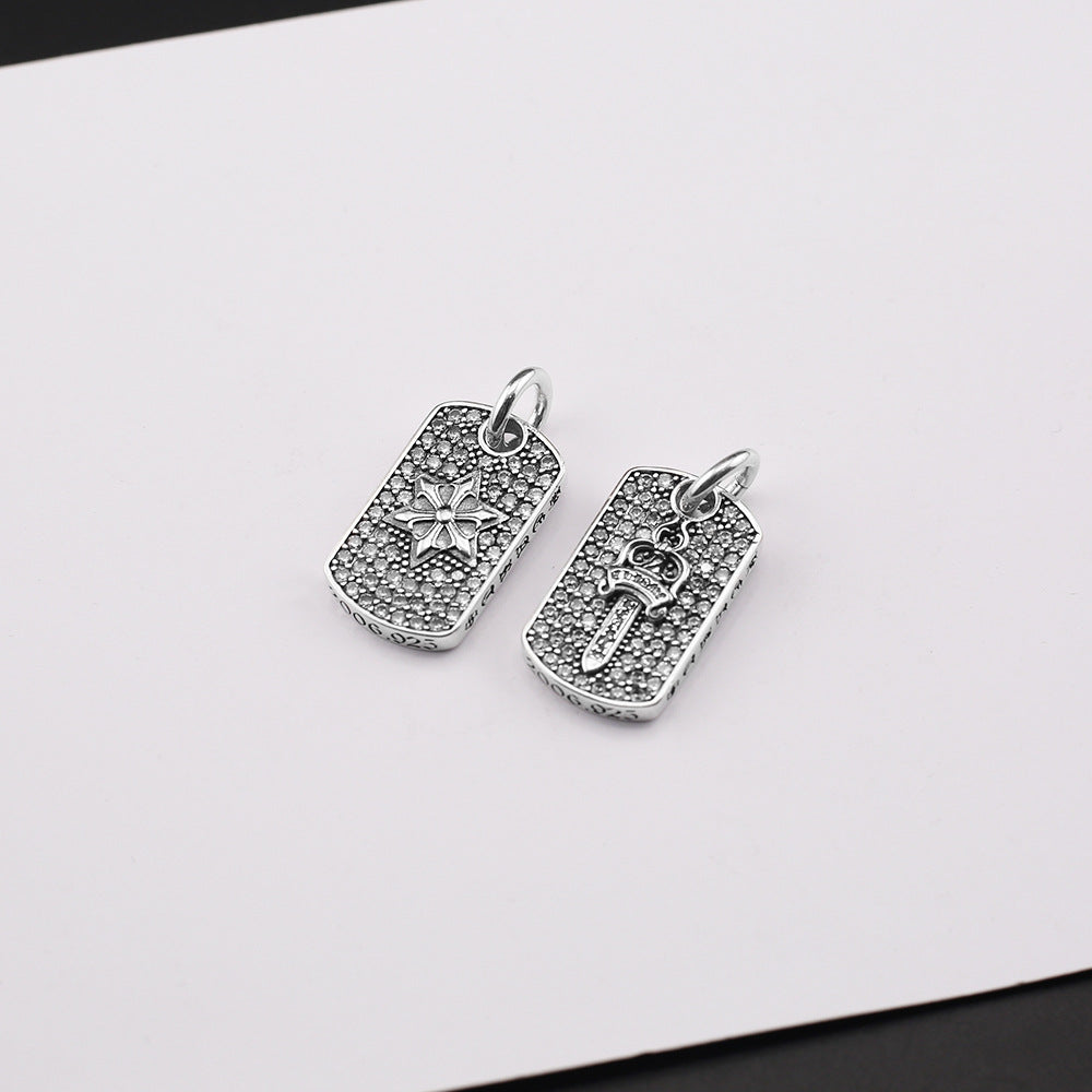 Chrome Hearts six-pointed star sword inlaid with diamonds pendant