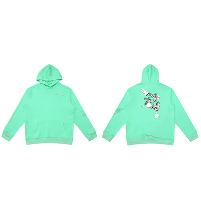 CHH Chrome Heart Hoodie Crowe Sweater High Street Graffiti Zebra Hooded Loose