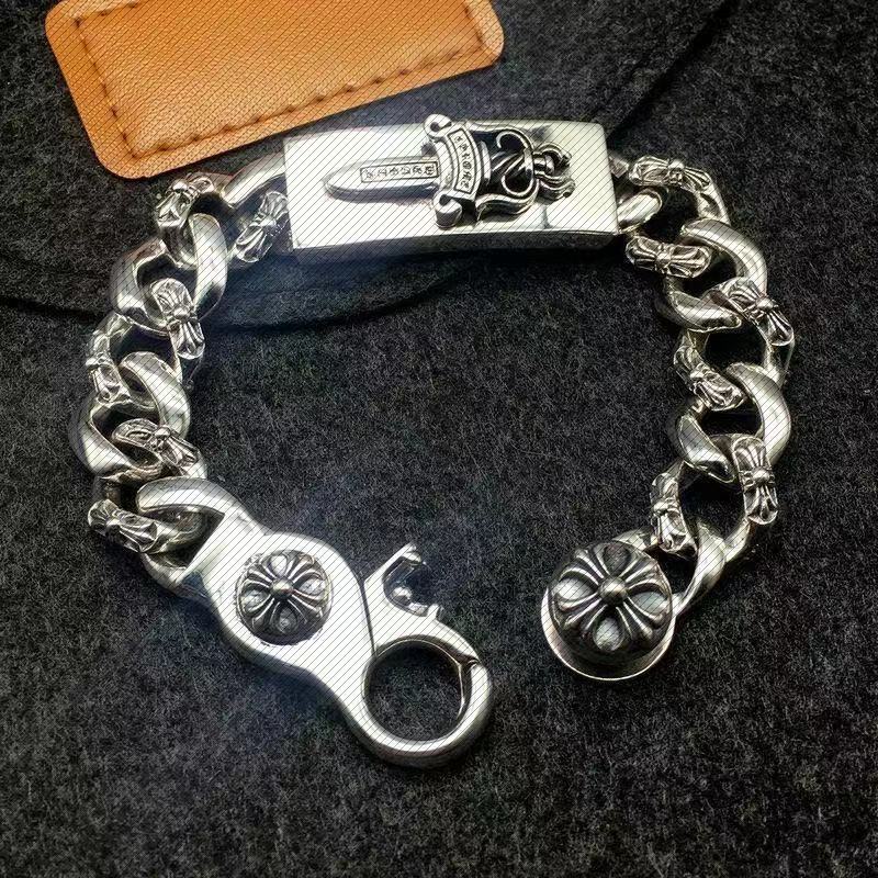 Chrome Hearts 925 Sterling silver Dagger Bracelet Cross ID Bracelet