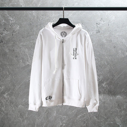 CHH Chrome Heart Hoodie Chrome Heart Sanskrit embroidered hooded zip-up sweater