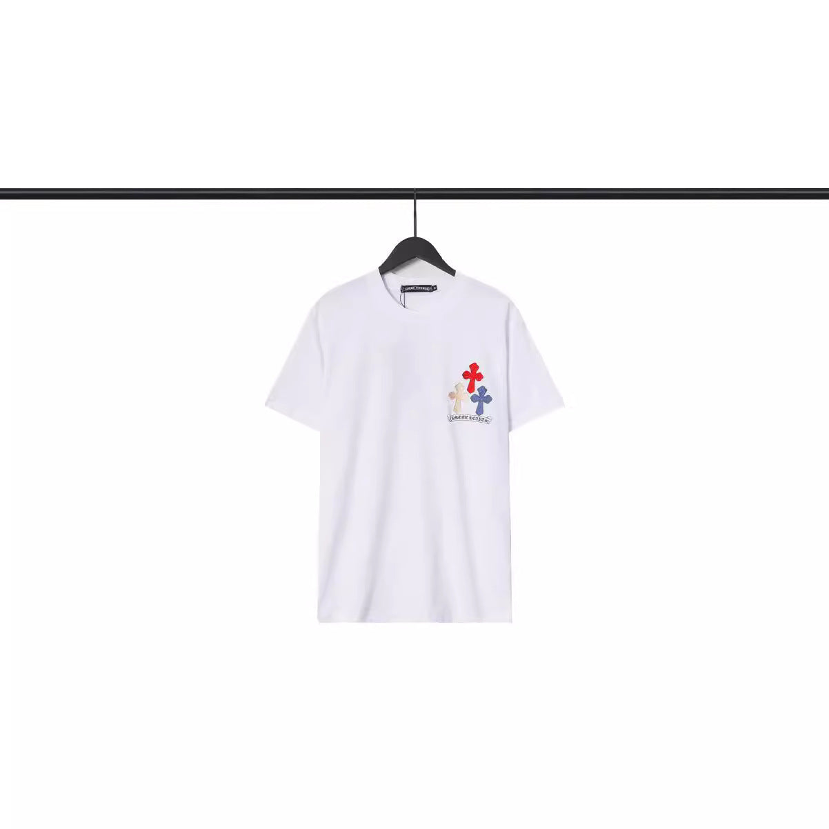 CHH Chrome Heart T Shirts Croix Cross Color Leather Printed Short Sleeve T-Shirt