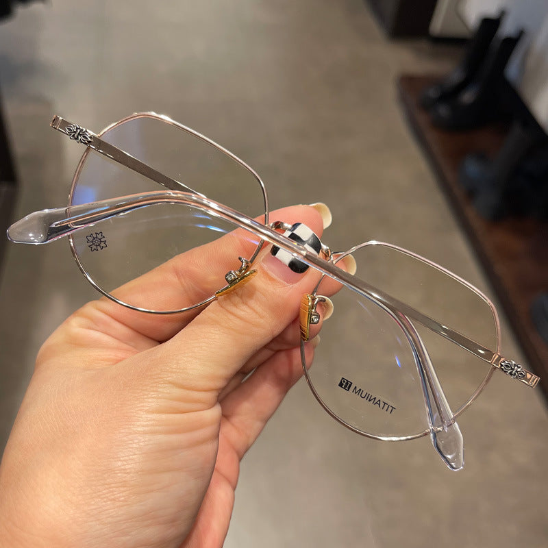 CHH Chrome Hearts Glasses Pure Titanium Ultra Light Polygonal Myopia Glasses Frame