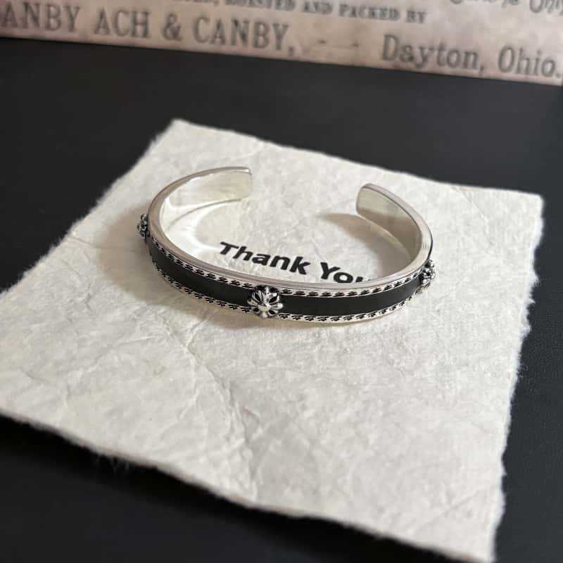 Chrome Hearts  Silver 925 French lily backed with stingray leather