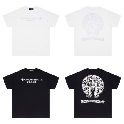 CHH Chrome Heart T Shirts Croix Sanskrit Cross Horseshoe Old T-Shirt