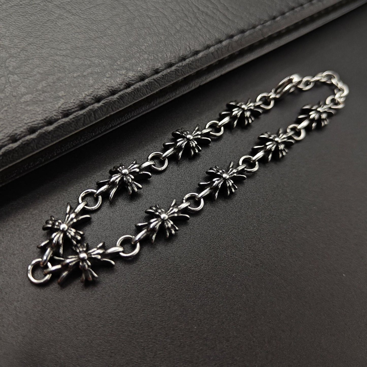 Chrome Hearts Silver 925 Tiny E Cross Bracelet