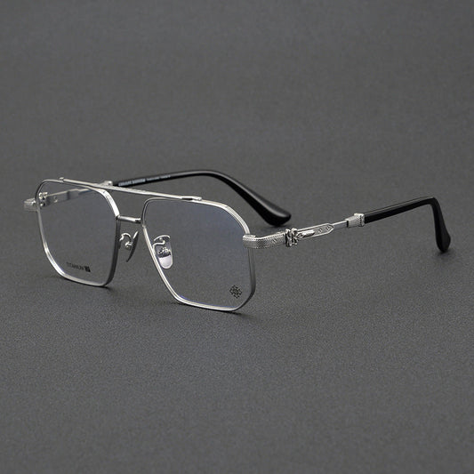 CHH Chrome Hearts Glasses Pure Titanium Double Beam Polygonal Myopia Glasses Frame & Sunglasses