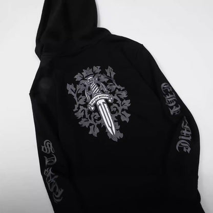 CHH Chrome Heart Hoodie Sanskrit embroidered hooded zip-up sweater
