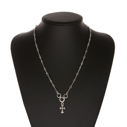 Chrome Hearts cross three-ring bamboo necklace