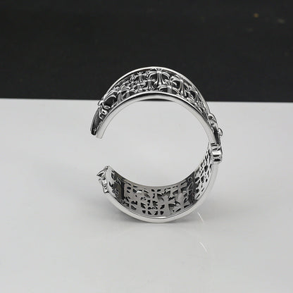 Chrome Hearts Silver Cemetery cross open bracelet