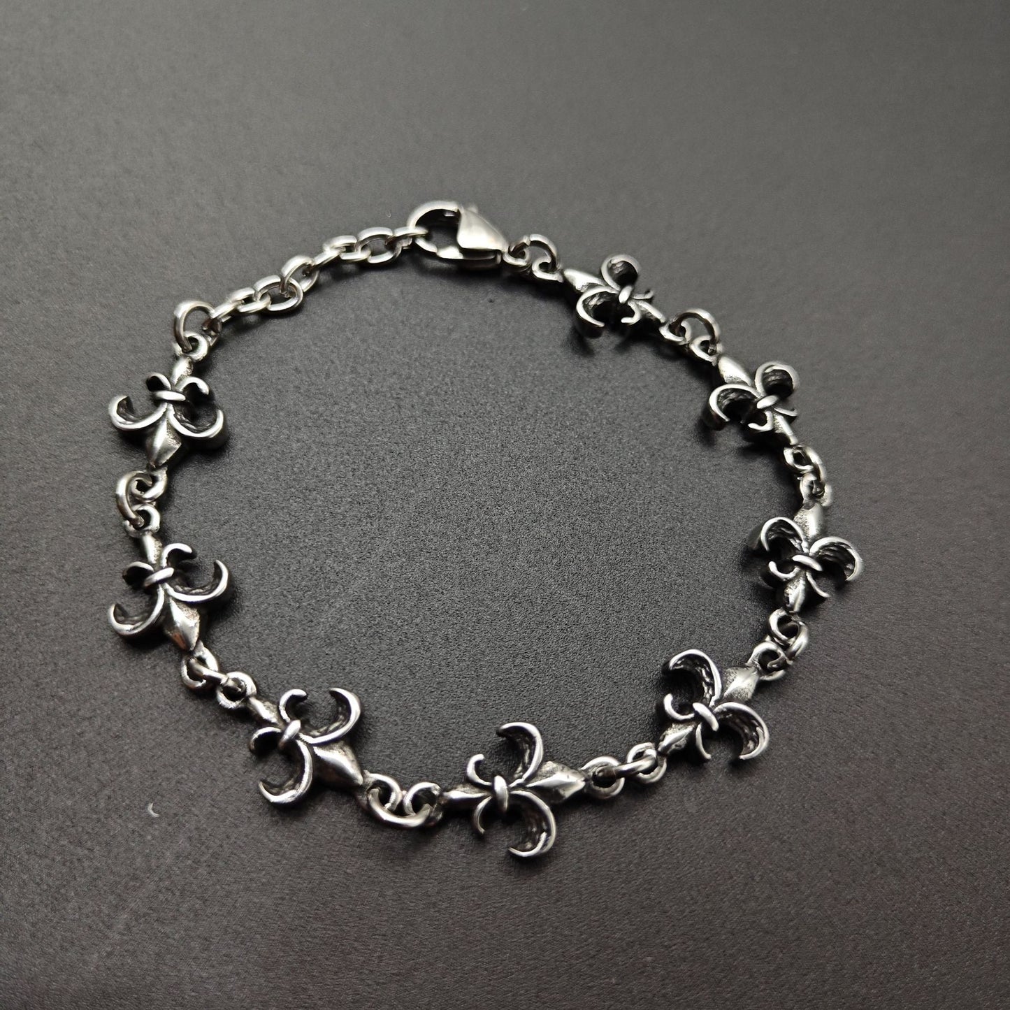 Chrome Hearts retro silver-toned fleur-de-lis link bracelet