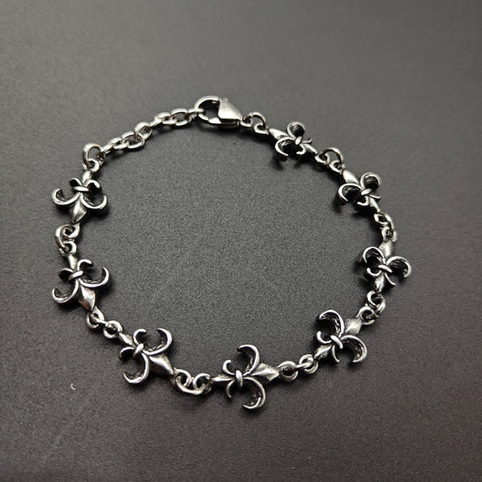 Chrome Hearts retro silver-toned fleur-de-lis link bracelet