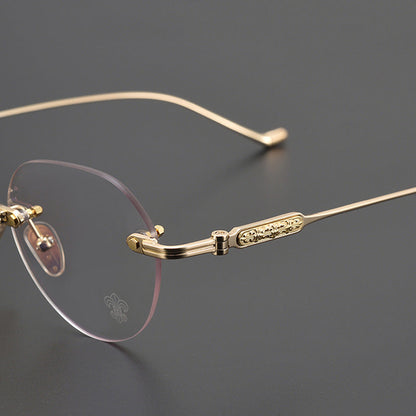 CHH Chrome Hearts Glasses Frameless Pure Titanium Glasses Frame Personalized Business