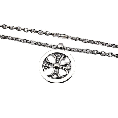 Chrome Hearts hoop cross flower diamond-studded pendant